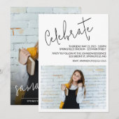 Invitation Photo de fin d'études de script moderne (Devant / Derrière)