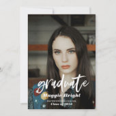 Invitation Photo de fin d'études en écriture moderne (Devant)