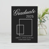 Invitation Photo de fin d'études moderne noir & blanc 2025 (Debout devant)