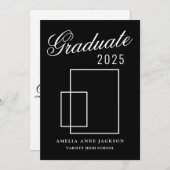 Invitation Photo de fin d'études moderne noir & blanc 2025 (Devant / Derrière)