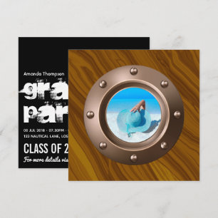 Invitation Photo de fin d'études nautique noir et or
