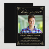 Invitation photo de fin d'études noir élégant 2013 (Devant / Derrière)
