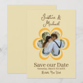 Invitation Photo de fleur orange rétro pour mariage Économise (Devant / Derrière)