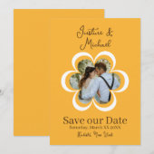 Invitation Photo de Fleur Rétro Orange Mariage Sauvegarder la (Devant / Derrière)