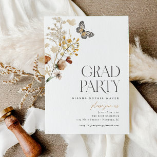 Invitation Photo de fleur sauvage Papillon Élégant pour la re