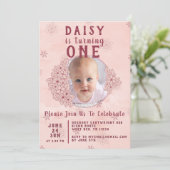 Invitation Photo de fleurs doodle rose (Debout devant)