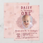 Invitation Photo de fleurs doodle rose (Devant / Derrière)