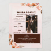 Invitation Photo de fleurs rustiques marron clair et crème (Devant / Derrière)