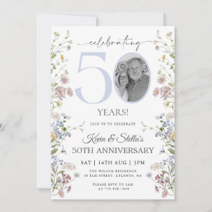 Invitation Photo de fleurs sauvages 50e anniversaire