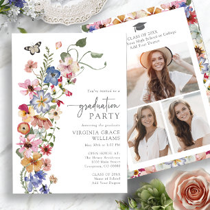 Invitation Photo de fleurs sauvages colorées pour la remise d