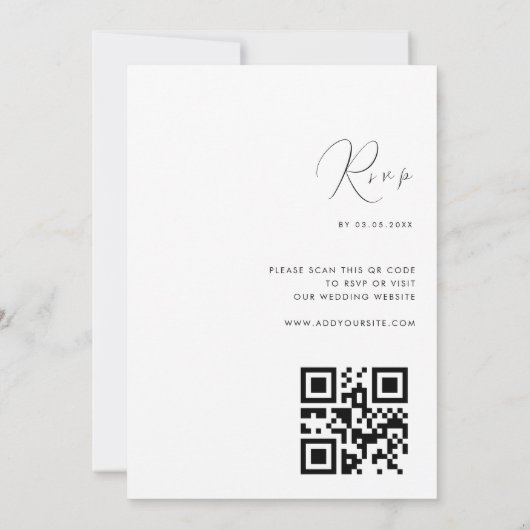 Invitation Photo de fond moderne simple QR Code RSVP All in O (Dos)