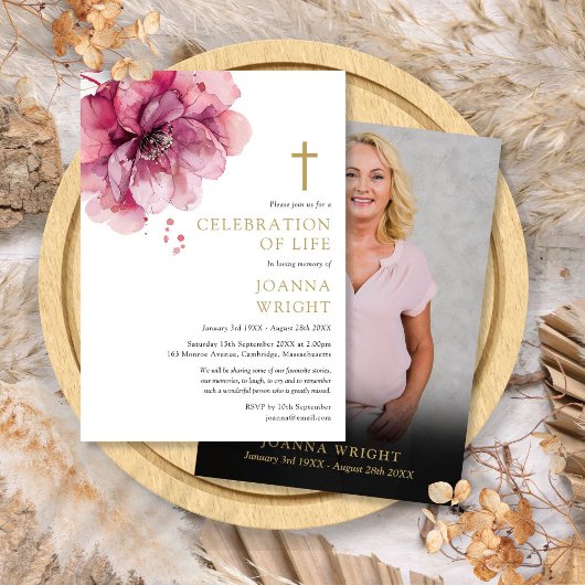 Invitation Photo de funérailles de célébration de vie chrétie