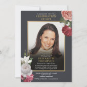 Invitation Photo de funérailles de célébration de vie florale (Devant)