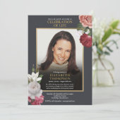 Invitation Photo de funérailles de célébration de vie florale (Debout devant)