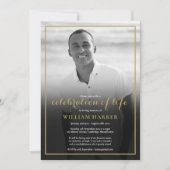 Invitation Photo de funérailles Noir et Blanc Célébration de  (Devant)