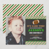 Invitation Photo de garçon de noir de vert de fête (Devant / Derrière)