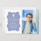 Invitation Photo de garçon géométrique moderne Confirmation d (Devant)