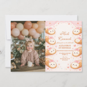 Invitation Photo de gâteau Cannoli Bakery Bow 1er anniversair