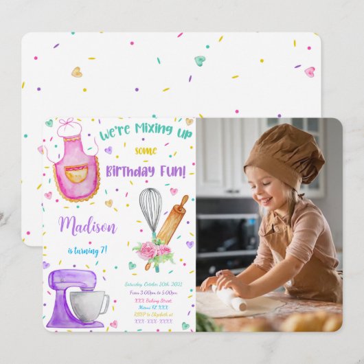 Invitation photo de gâteau d'anniversaire (Devant / Derrière)