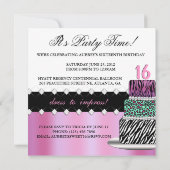 Invitation photo de gâteau rose et noir chic (Dos)