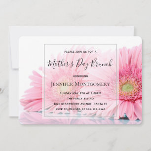 Invitation Photo de gerbera roses pour le brunch de la fête d