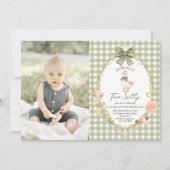 Invitation Photo de Gingham Two Silly Goose pour le 2e annive (Devant)
