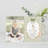 Invitation Photo de Gingham Two Silly Goose pour le 2e annive (Debout devant)