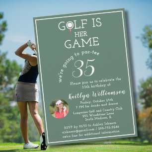 Invitation Photo de golf de dame élégante pour fête d'anniver