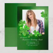 Invitation photo de gouttes d'eau sur trèfles (Devant / Derrière)