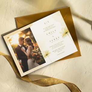Invitation Photo de grâce de l'heure d'or et Mariage de monog