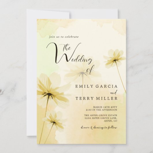 Invitation Photo de grâce de l'heure d'or et Mariage floral (Devant)