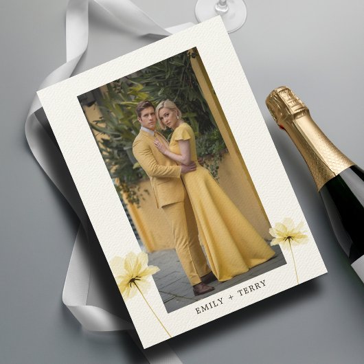 Invitation Photo de grâce de l'heure d'or et Mariage floral