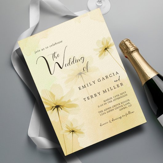 Invitation Photo de grâce de l'heure d'or et Mariage floral