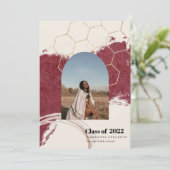 Invitation Photo de graduation Abstraite d'or et de rose (Debout devant)