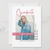 Invitation Photo de graduation de blanc simple moderne (Devant)