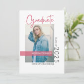 Invitation Photo de graduation de blanc simple moderne (Debout devant)