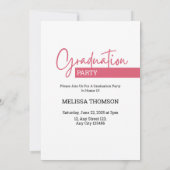Invitation Photo de graduation de blanc simple moderne (Dos)
