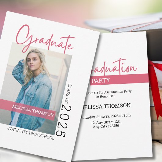 Invitation Photo de graduation de blanc simple moderne