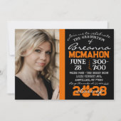 Invitation photo de graduation de Paw noir et oran (Devant)