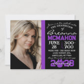 Invitation photo de Graduation de Paw Noir & Viole (Devant)