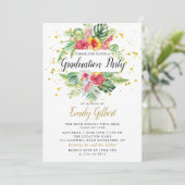 Invitation Photo de Graduation du feuillage floral tropical m (Debout devant)