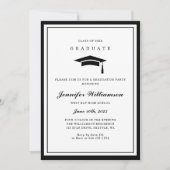 Invitation Photo de graduation en noir et blanc classique (Devant)