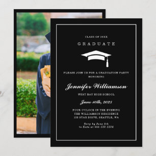 Invitation Photo de graduation en noir et blanc classique