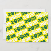 Invitation Photo de graduation en Pawprint vert et jaune (Dos)