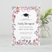 Invitation Photo de graduation florale lunaire sur le dos (Debout devant)