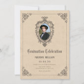 Invitation Photo de graduation gothique vintage classique (Devant)