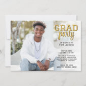 Invitation Photo de graduation - Grad Party Script Gold (Devant)