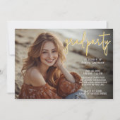 Invitation Photo de graduation - Grad Party Script Gold (Devant)