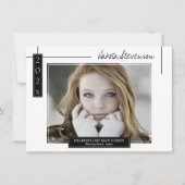 Invitation Photo de graduation minimale en noir et blanc (Devant)