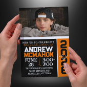 Invitation Photo de Graduation Moderne Black & Orange